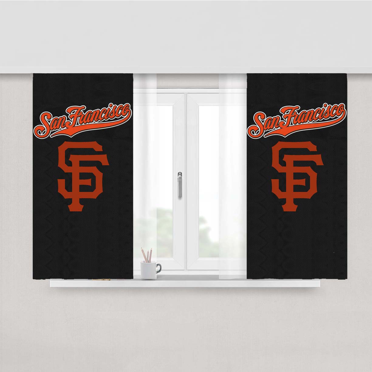 San Francisco Giant Black Peach Skin Window Curtains