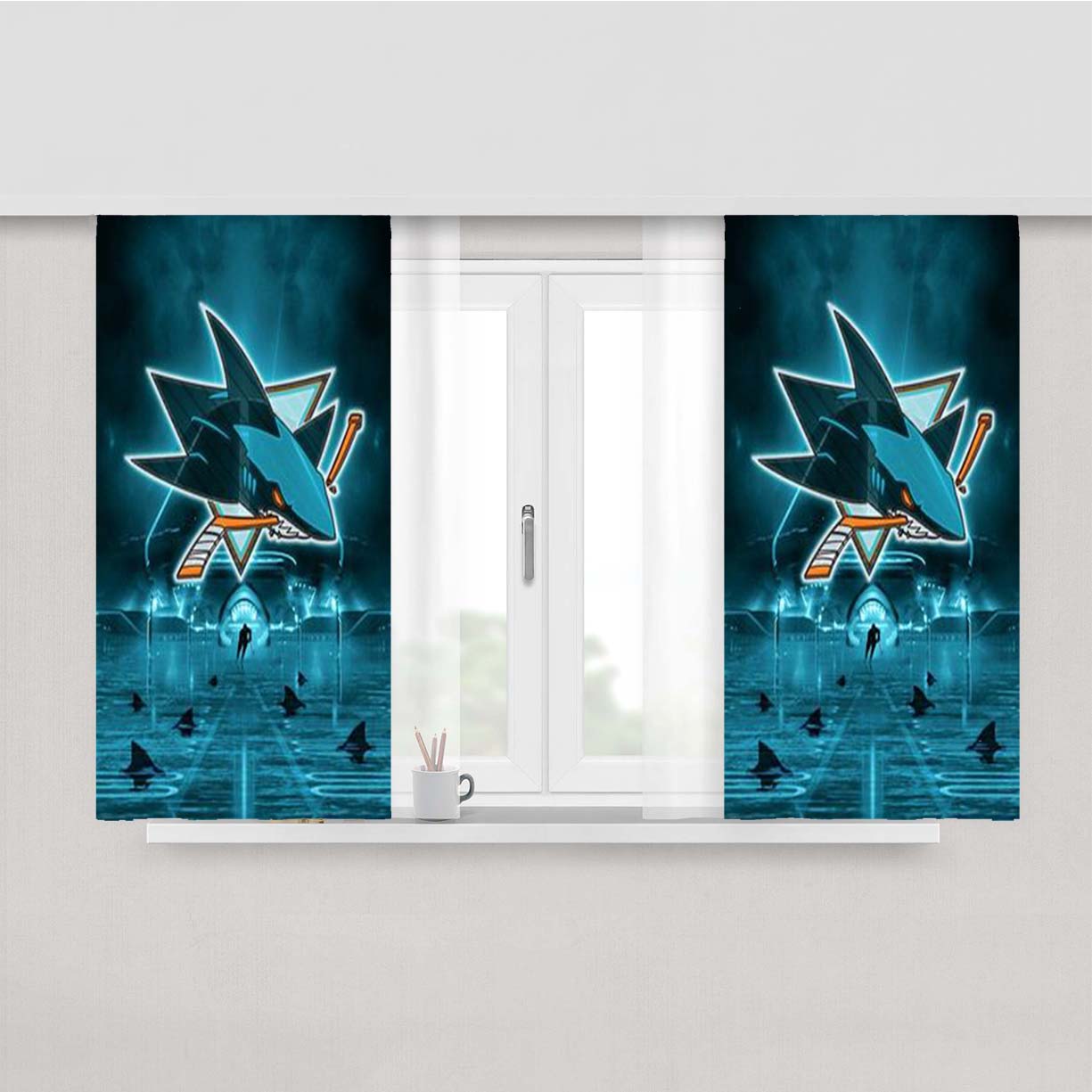 San Jose Sharks Peach Skin Window Curtains