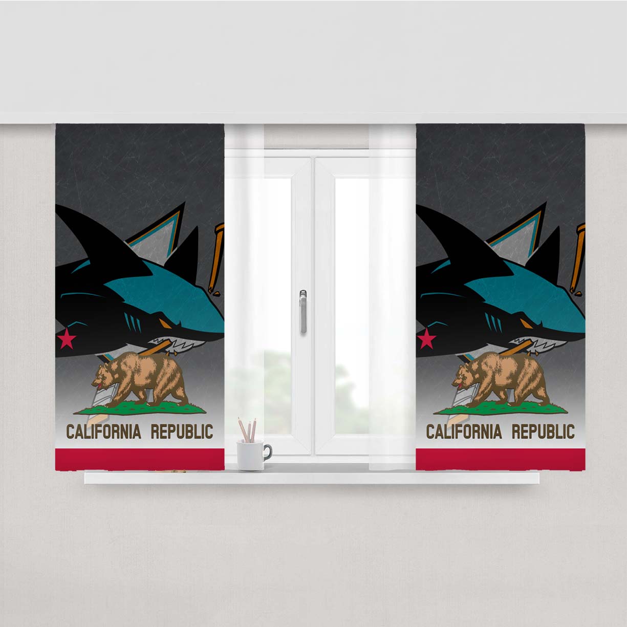 San Jose Sharks California Republic Peach Skin Window Curtains