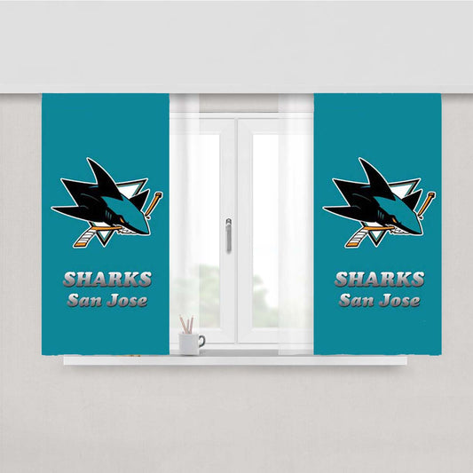 San Jose Sharks Logo Aqua Peach Skin Window Curtains