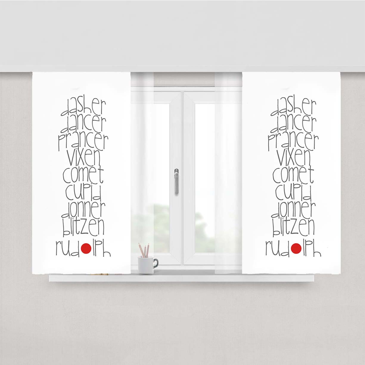 Santa Deers Rudolph Peach Skin Window Curtains