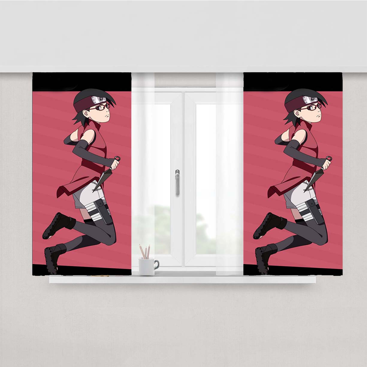 Sarada Uchiha Peach Skin Window Curtains
