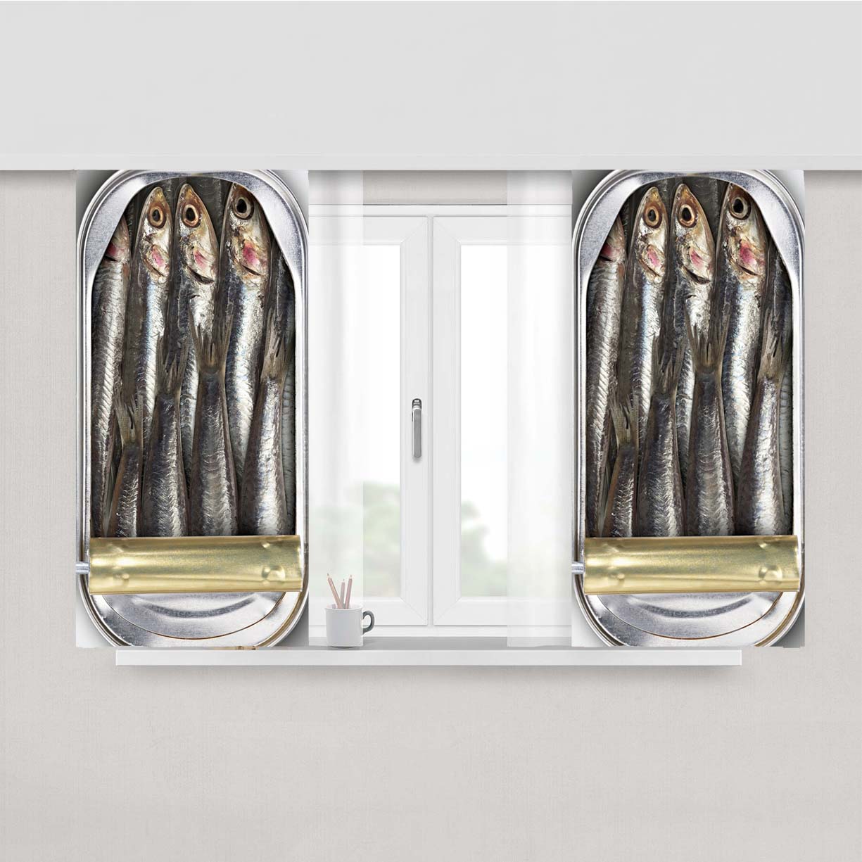 Sardines Fish Food Peach Skin Window Curtains