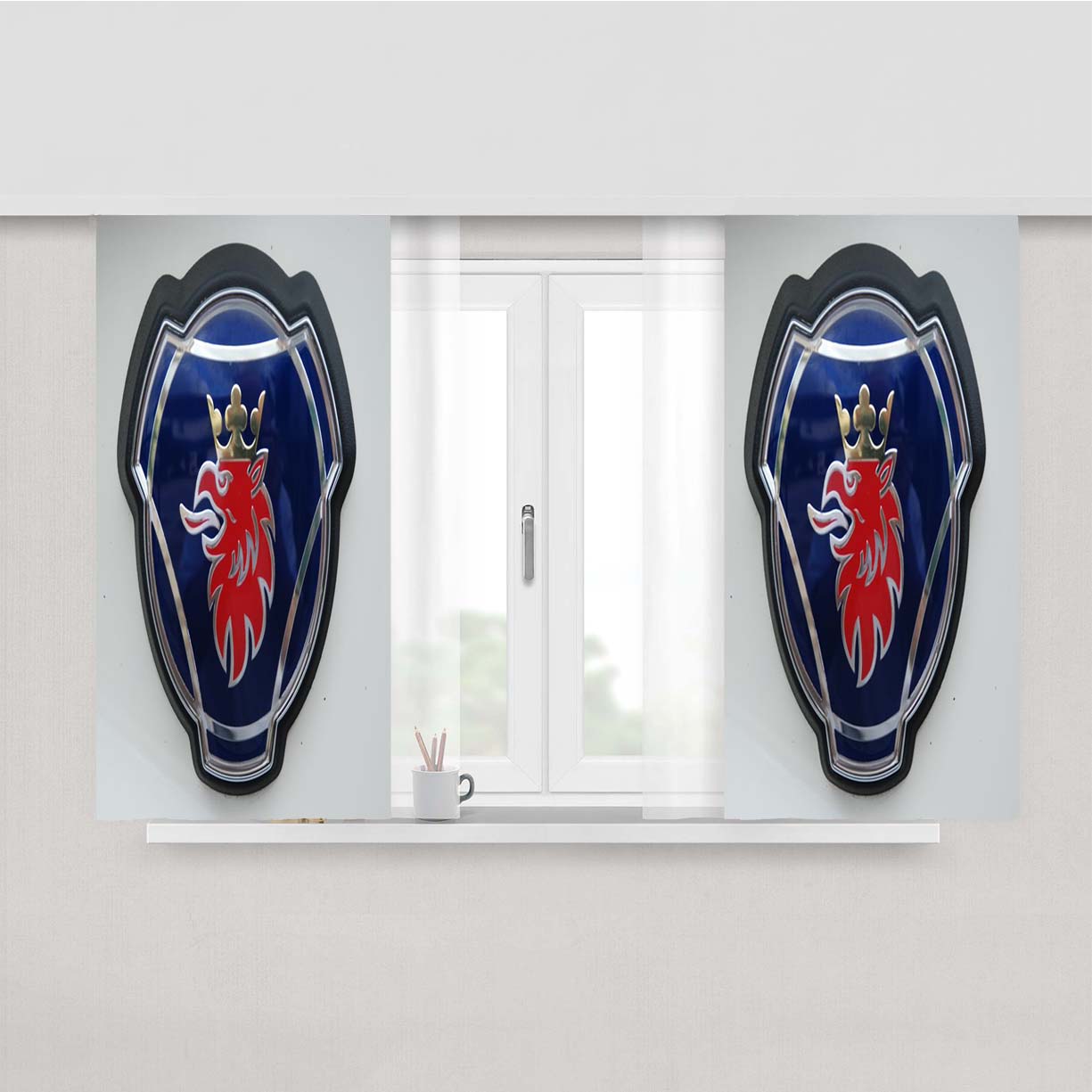 Scania Logo Peach Skin Window Curtains