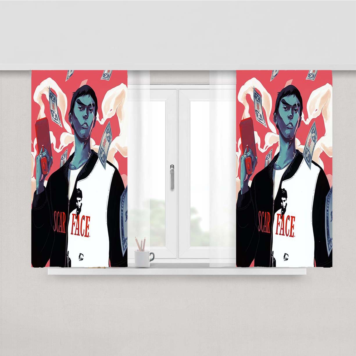 Scar Face Dollar Peach Skin Window Curtains
