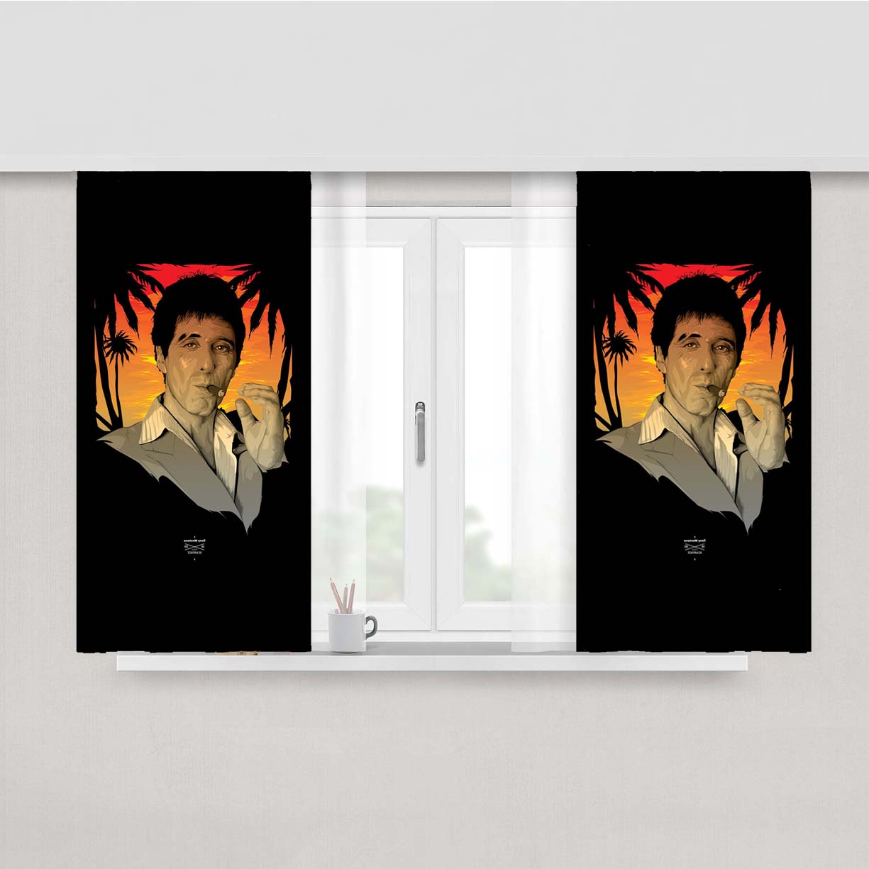 Scarface 1983 Fan Art Peach Skin Window Curtains