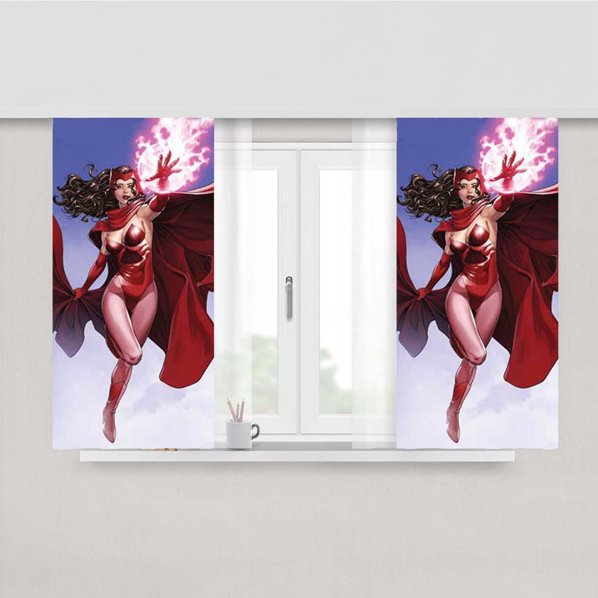 Scarlet Witch Blasting Peach Skin Window Curtains