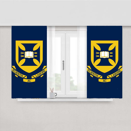 Scientia Labore Blue Peach Skin Window Curtains