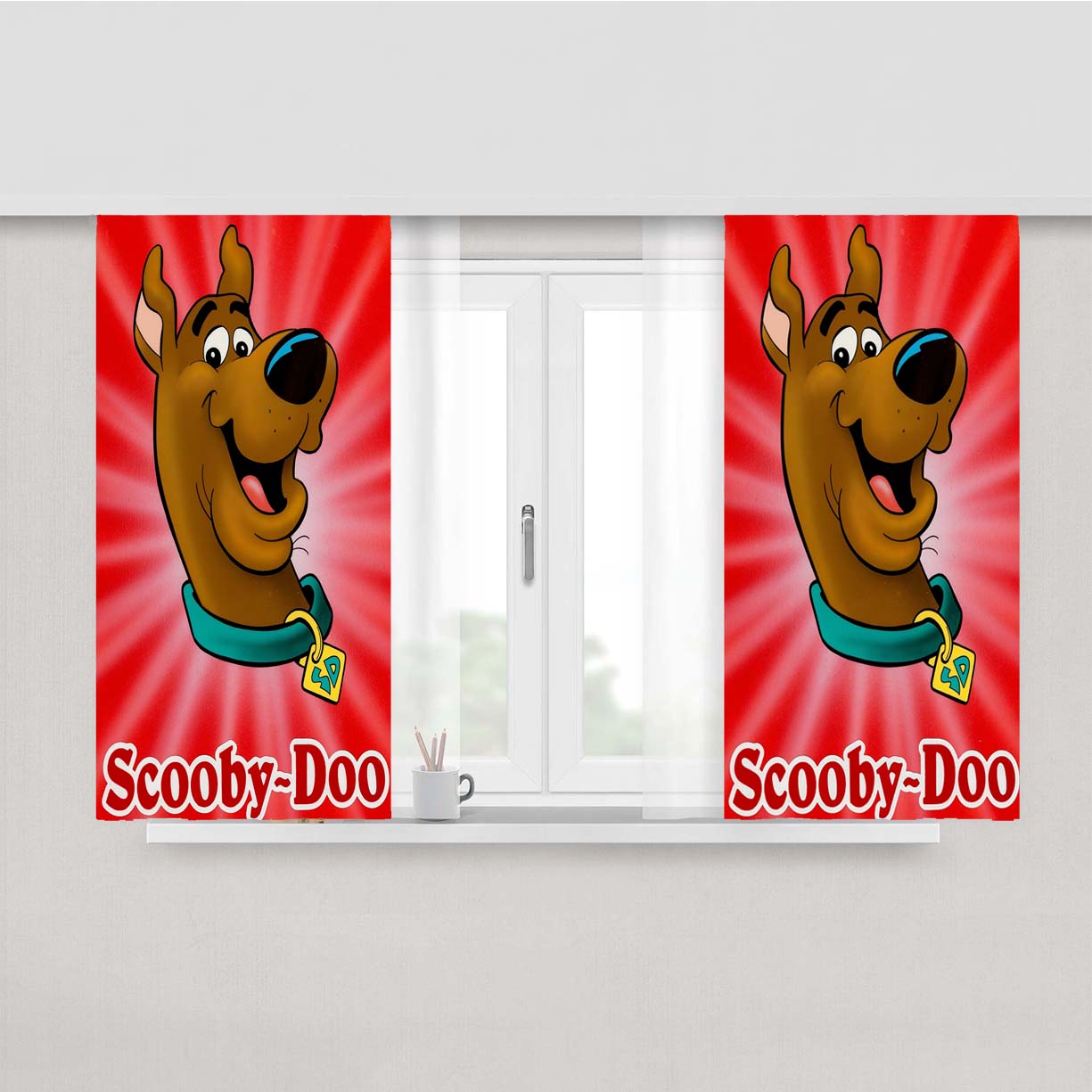 Scooby Doo Dog Cartoon Red Peach Skin Window Curtains