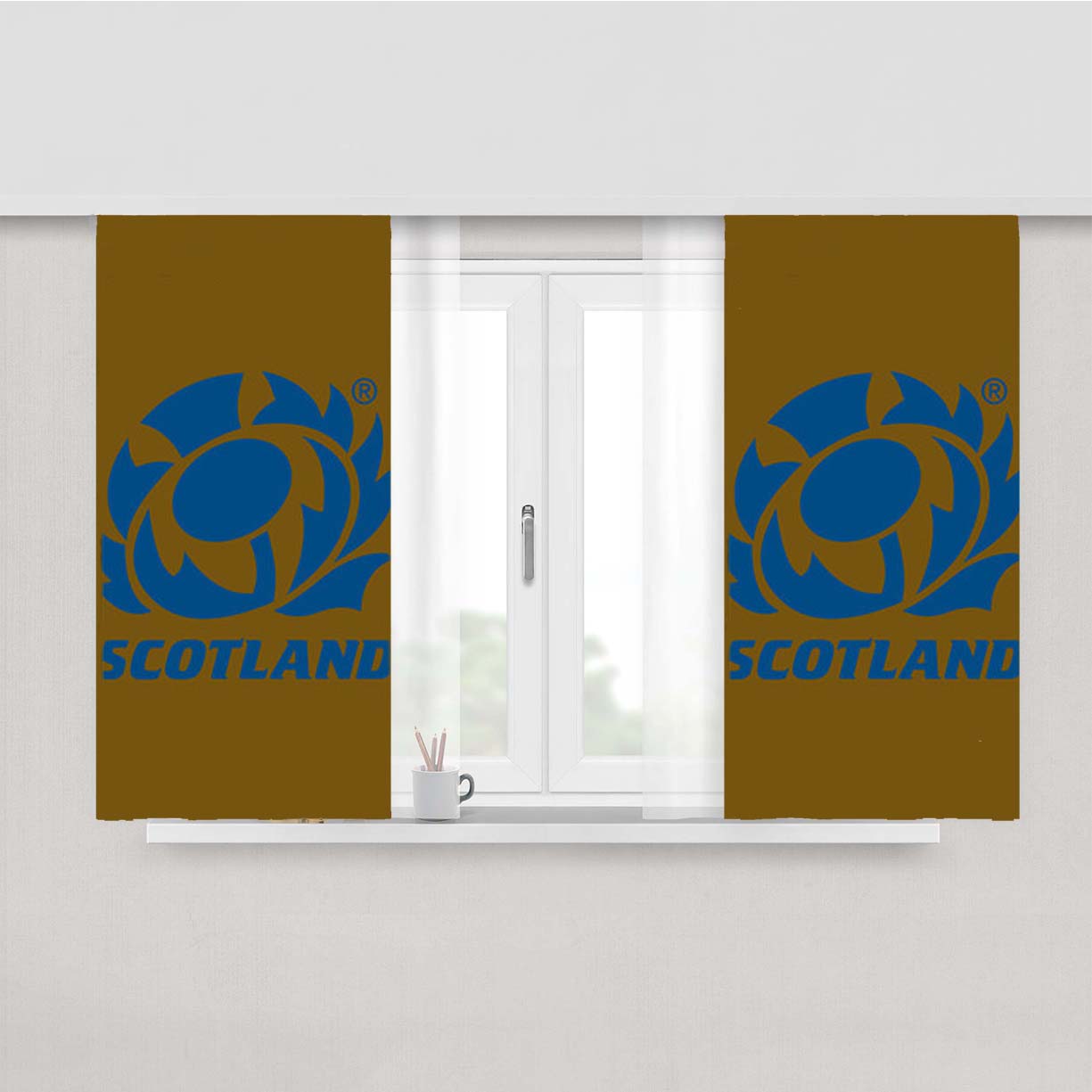 Scotland Gold Peach Skin Window Curtains