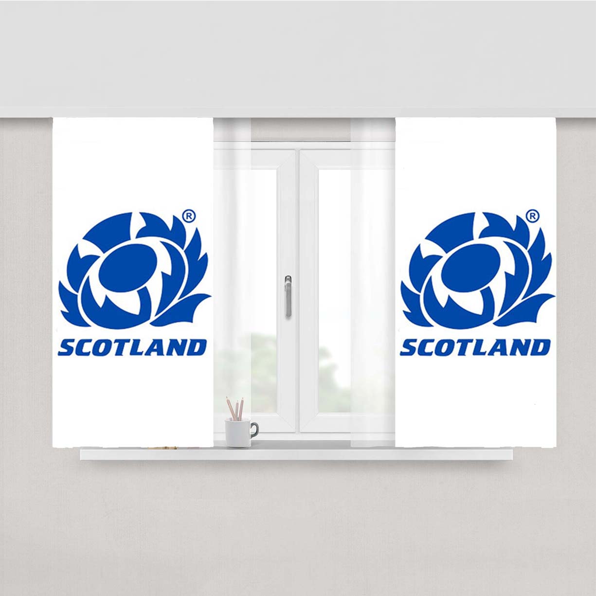 Scotland Rugby Art Peach Skin Window Curtains