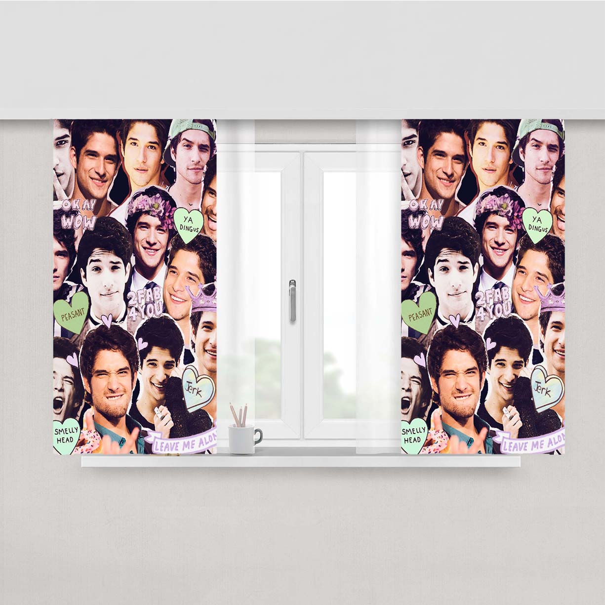 Scott Mccall Tyler Posey Collage Peach Skin Window Curtains