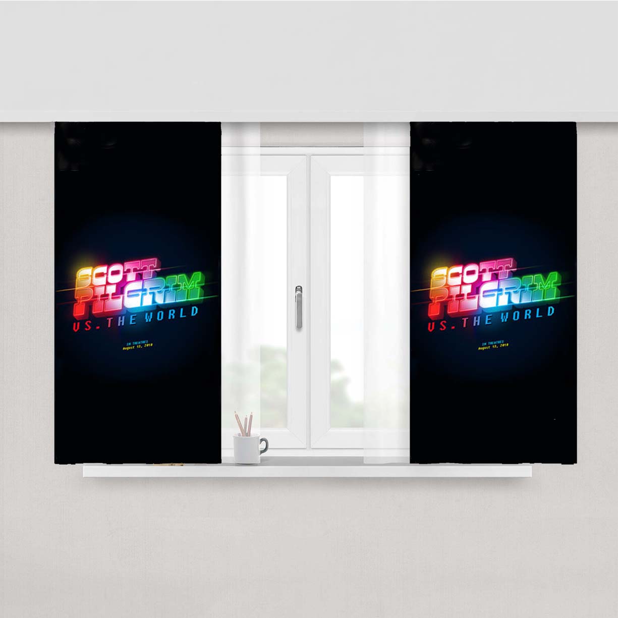 Scott Pilgrim Us The World Peach Skin Window Curtains