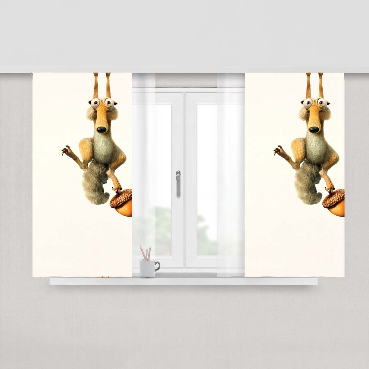 Scrat Character Ice Age Peach Skin Window Curtains