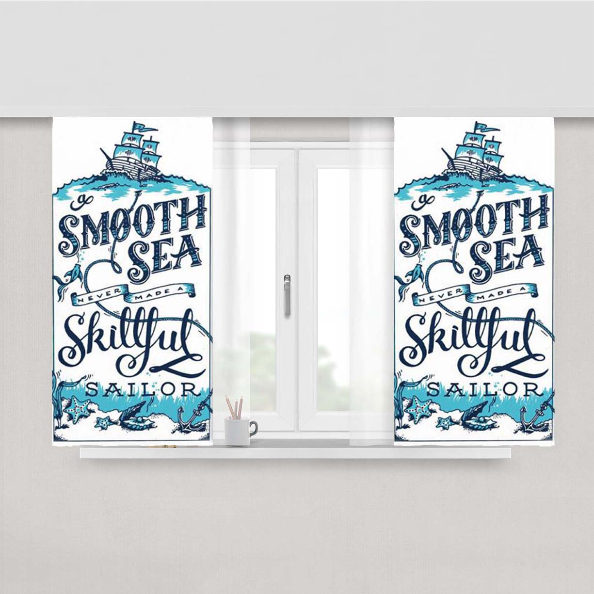 Sea Decide Skillfull Sailor Peach Skin Window Curtains