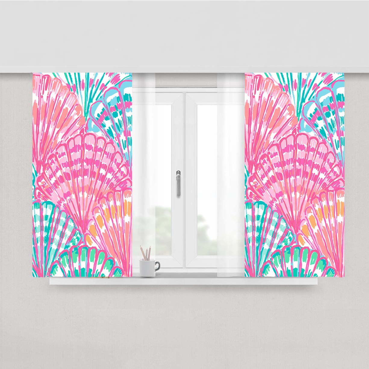 Sea Shells Lilly Pulitzer Peach Skin Window Curtains