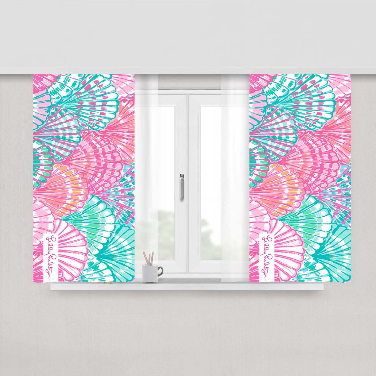 Sea Shells Lilly Pulitzer Color Peach Skin Window Curtains