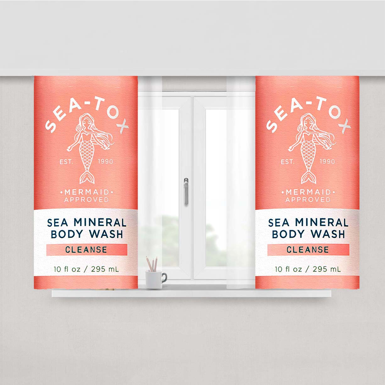 Sea Tox Mermaid 1990 Peach Skin Window Curtains