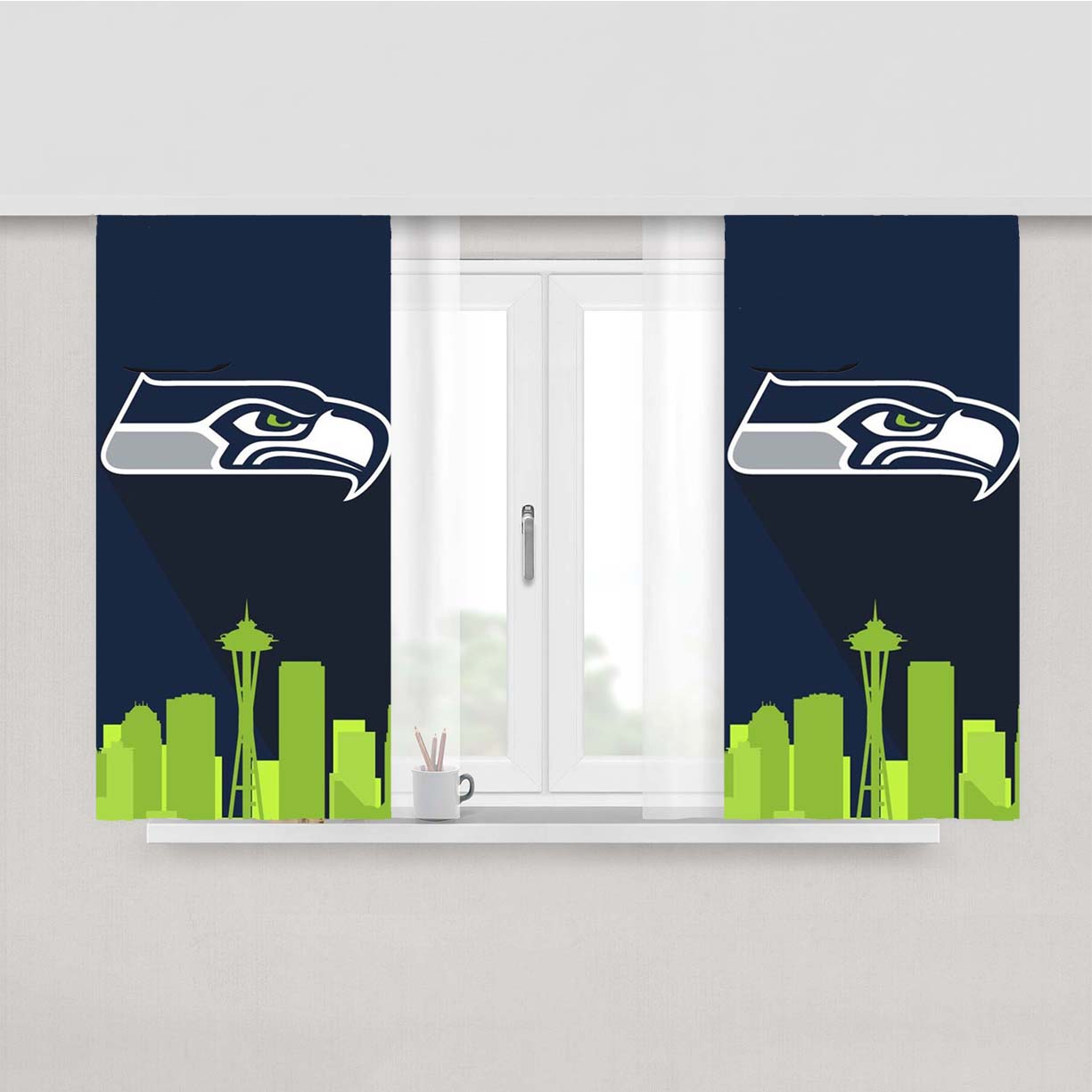 Seahawks Peach Skin Window Curtains