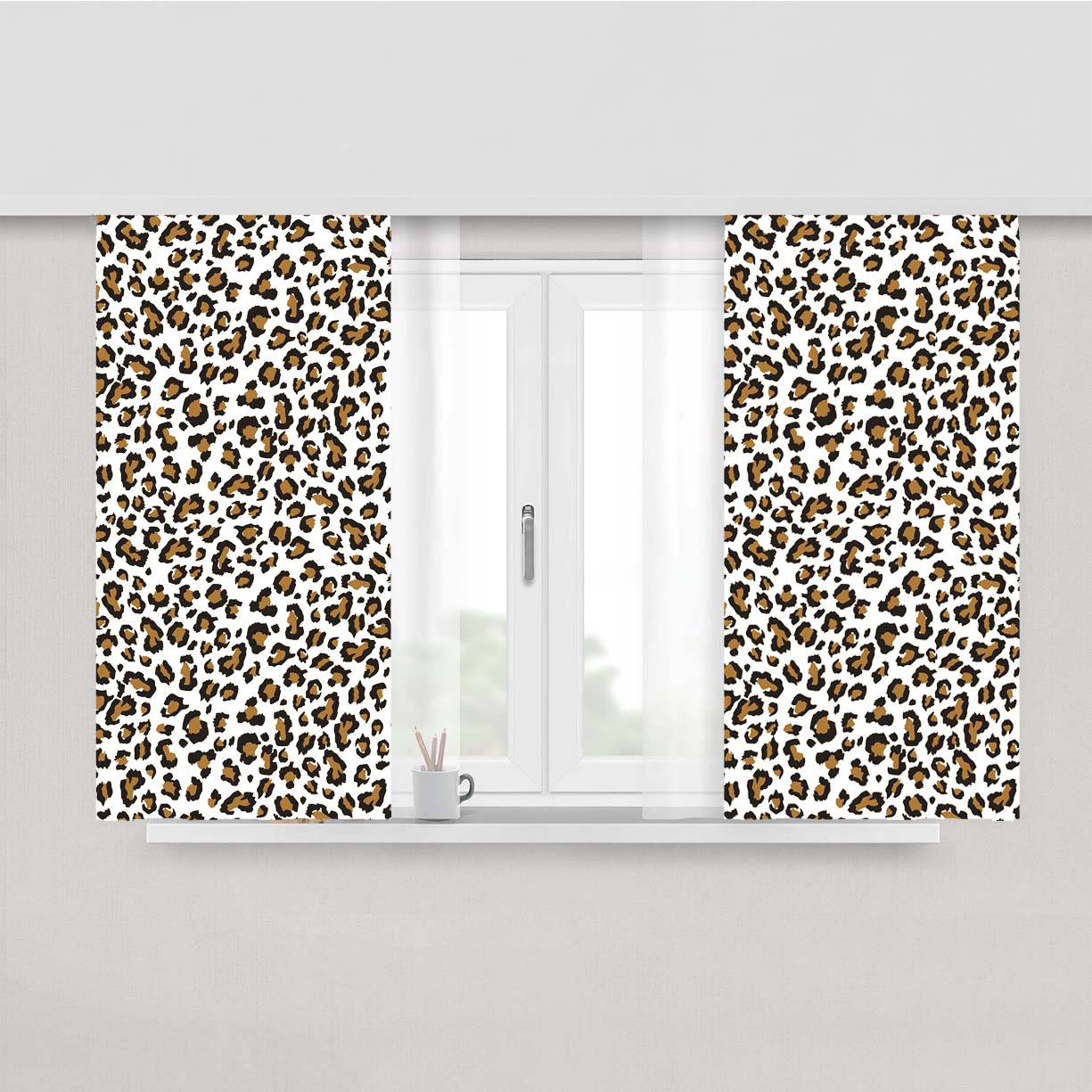 Seamless Leopard Texture Peach Skin Window Curtains