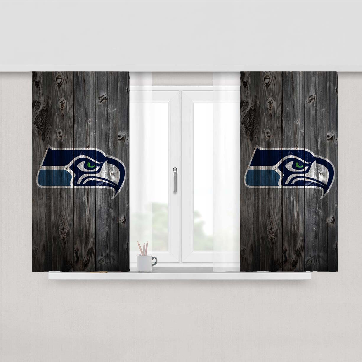 Seatle Hawks Grey Wo Peach Skin Window Curtains
