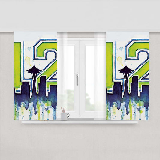 Seattle 12Th Man Art For Seahwks Peach Skin Window Curtains