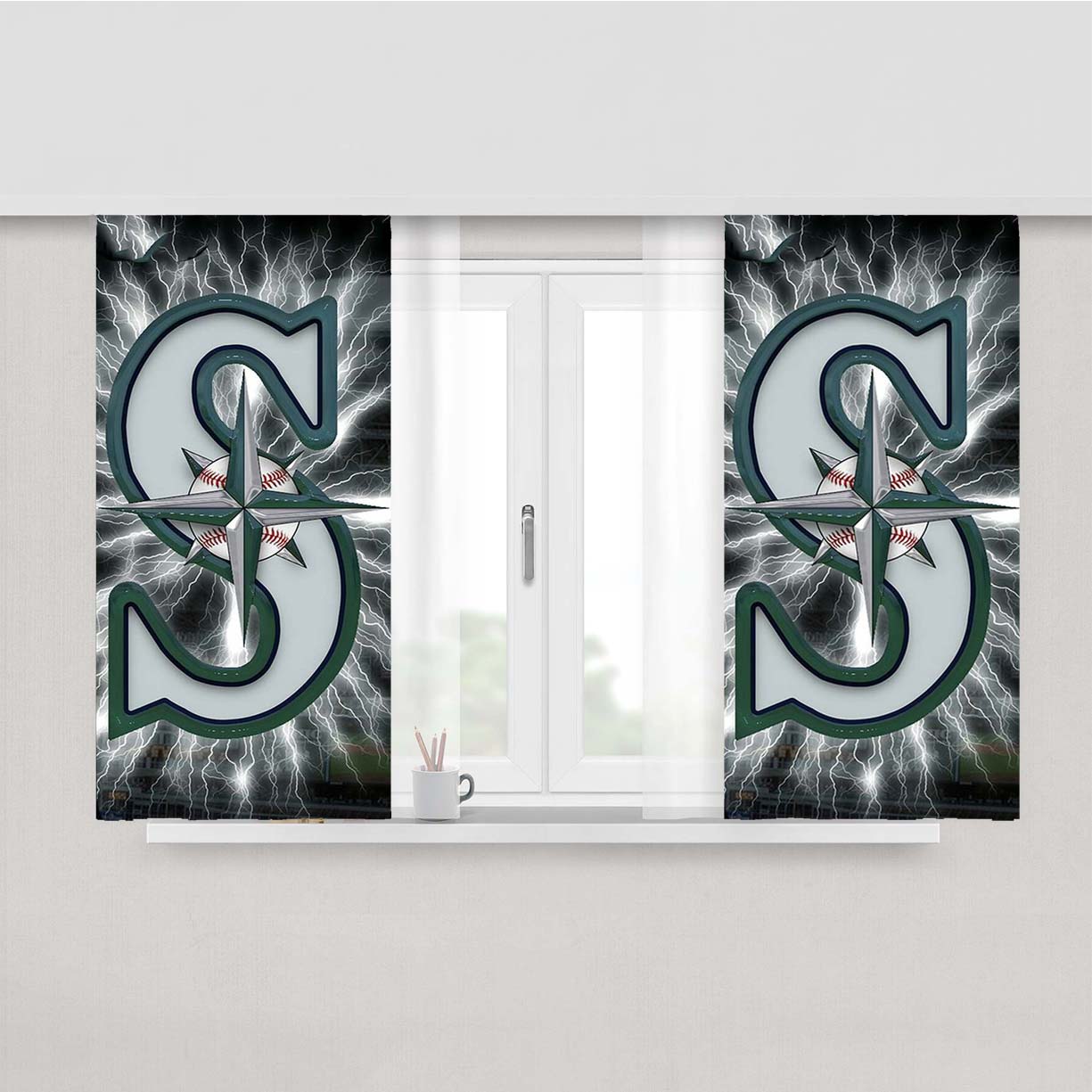 Seattle Mariners Icon Peach Skin Window Curtains