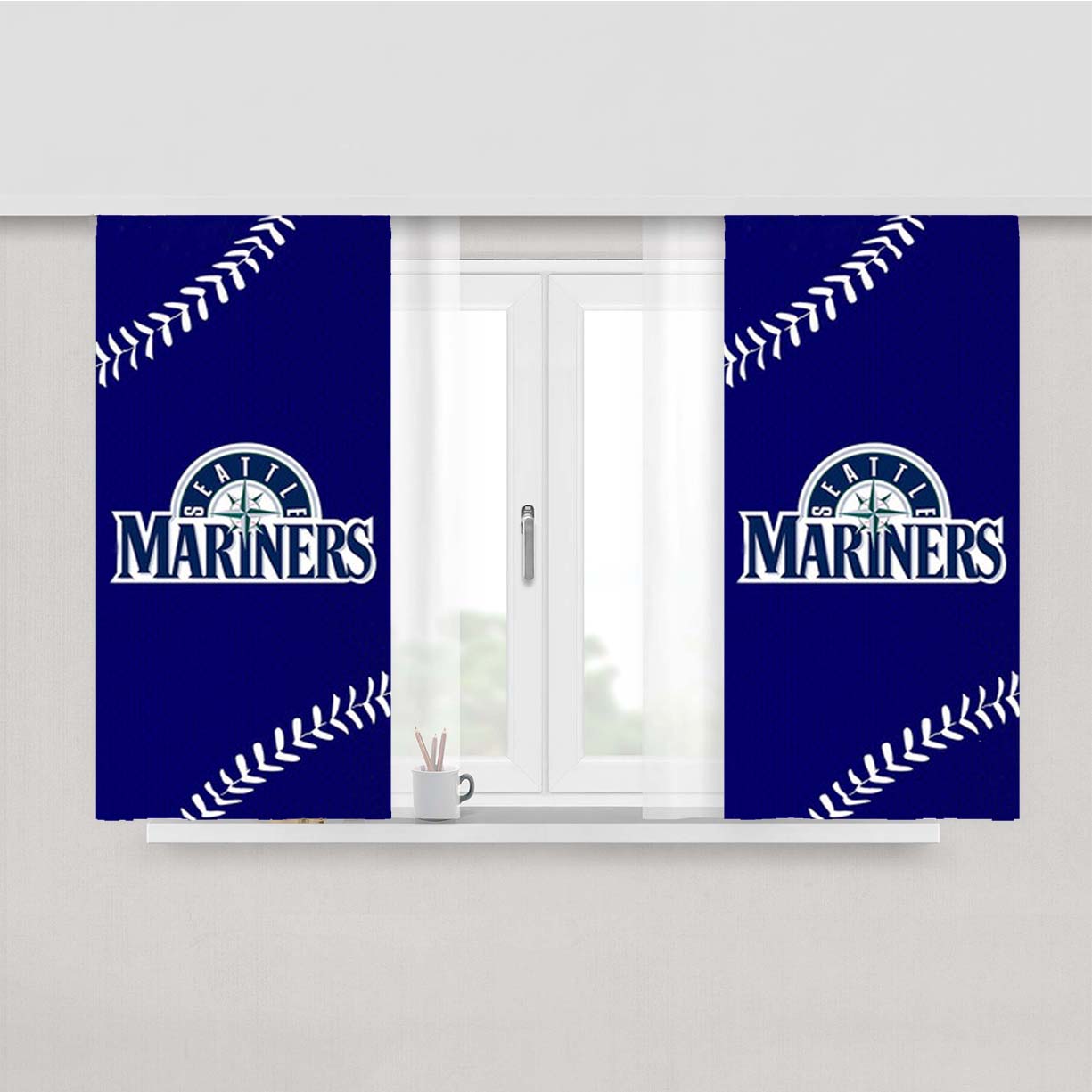 Seattle Mariners Logo Sign Peach Skin Window Curtains