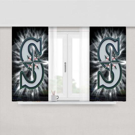 Seattle Mariners Mlb Logo Peach Skin Window Curtains