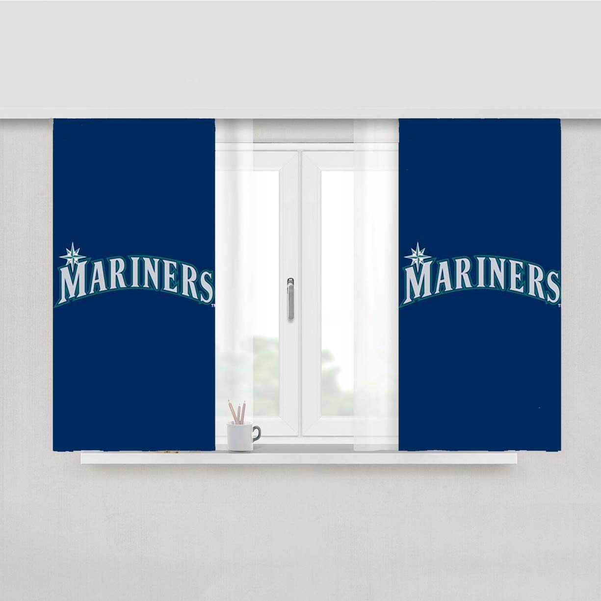 Seattle Mariners Text Peach Skin Window Curtains