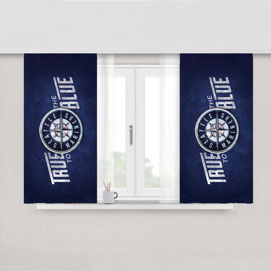 Seattle Mariners True To The Blue Peach Skin Window Curtains