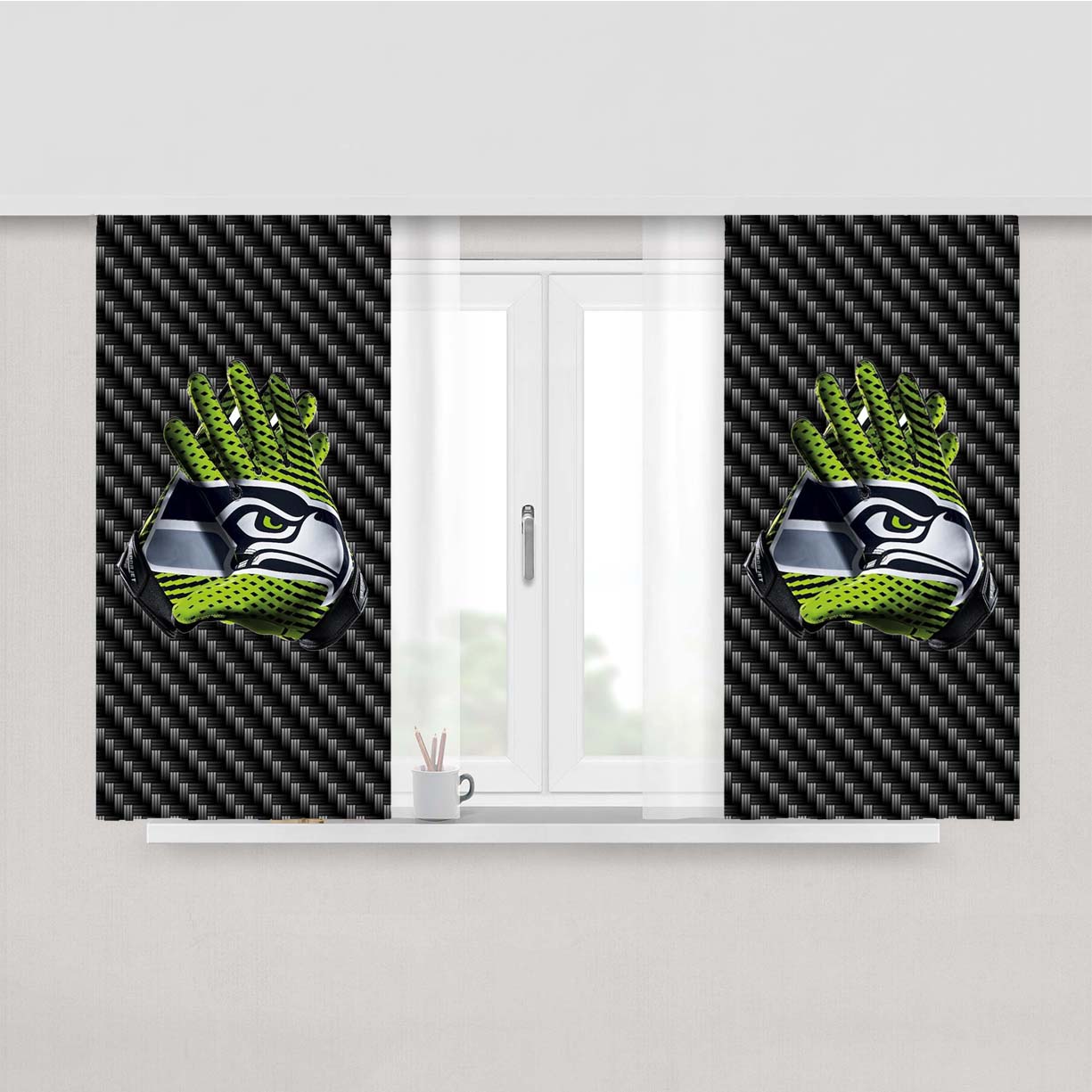 Seattle Seahawks Super Bowl 48 Peach Skin Window Curtains