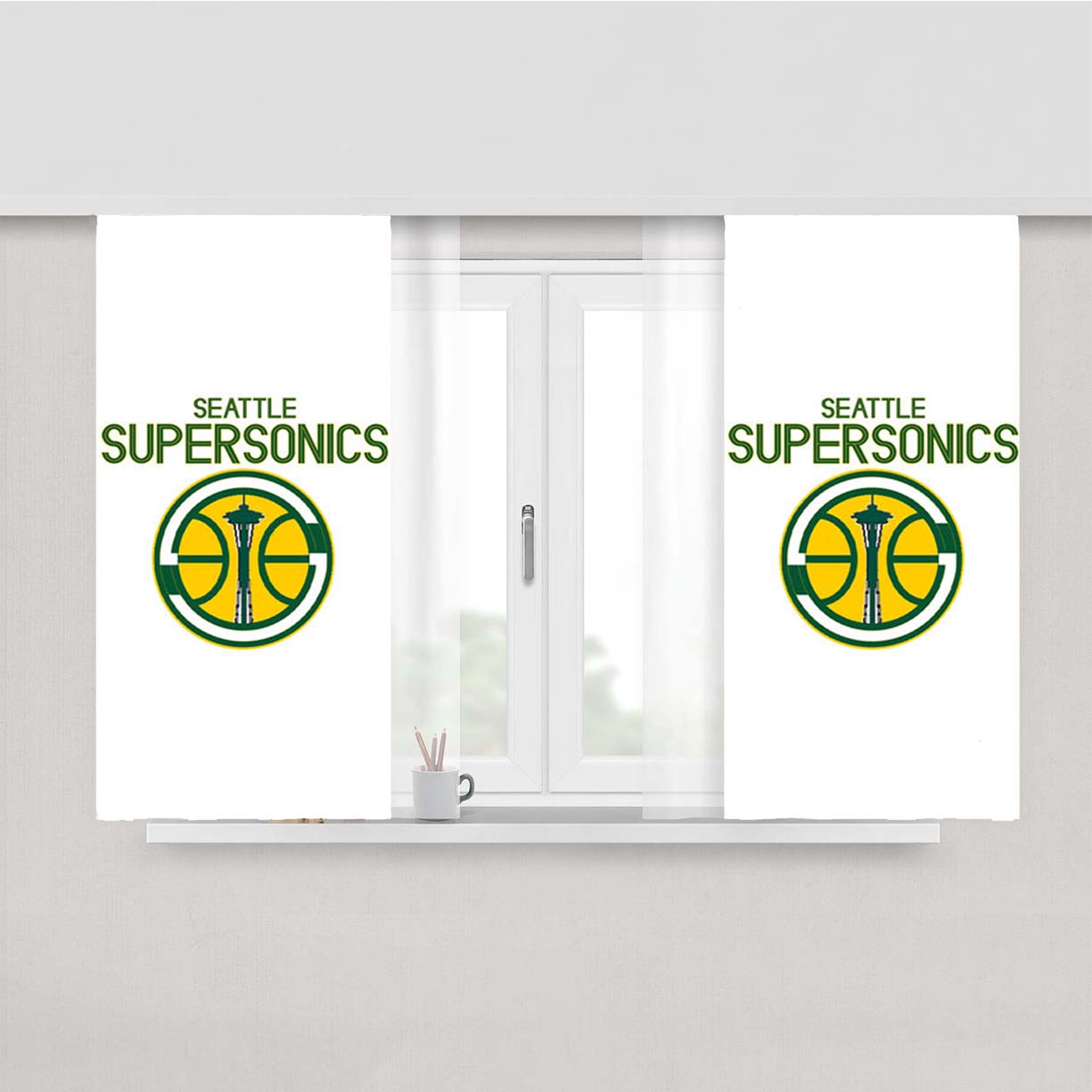 Seattle Supersonics Art Peach Skin Window Curtains