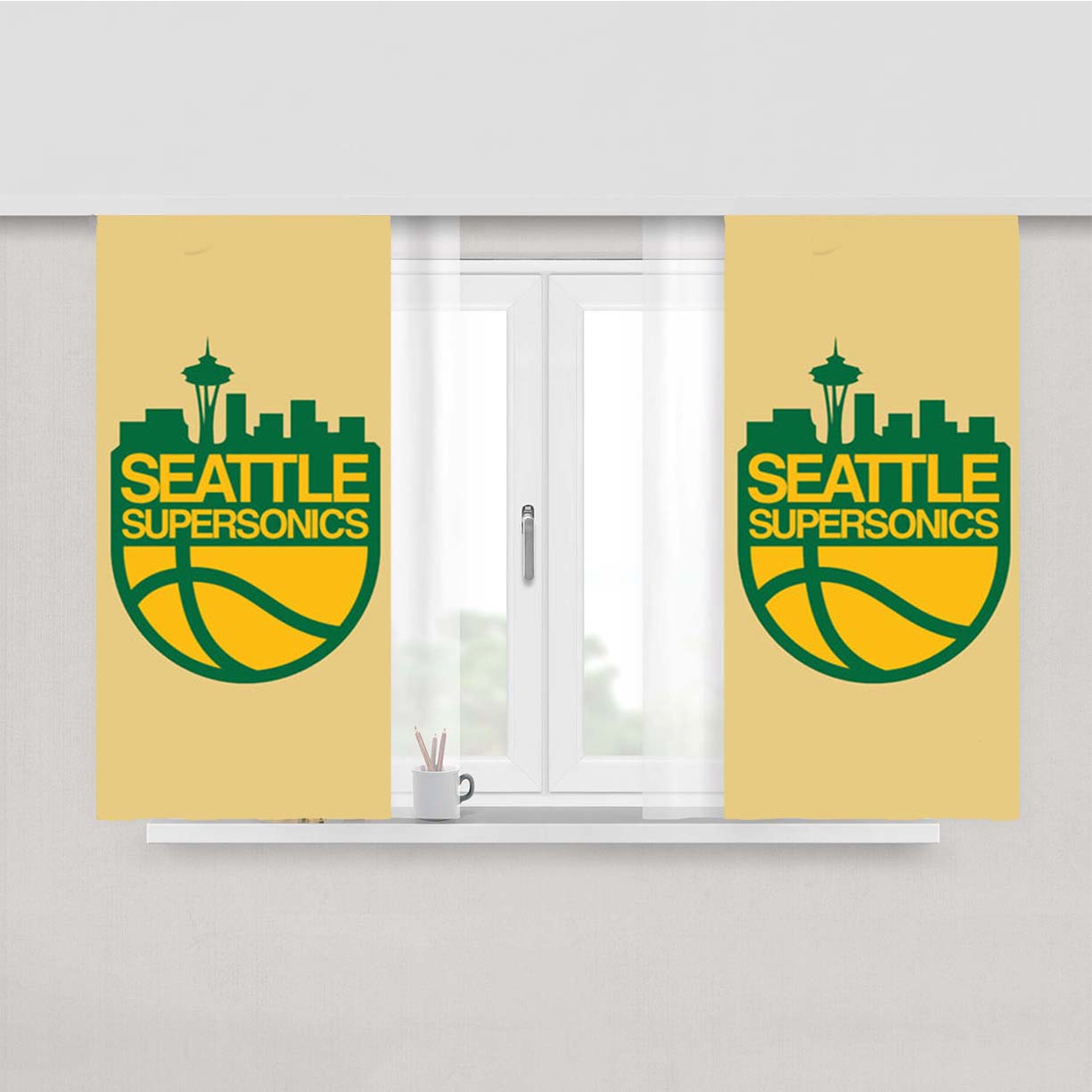 Seattle Supersonics Emblem Peach Skin Window Curtains