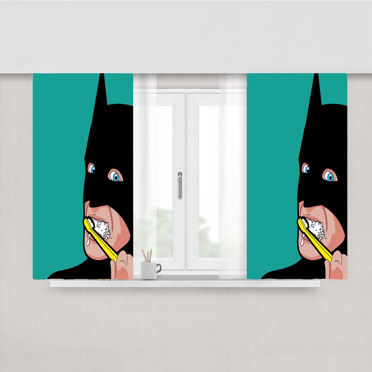 Secret Life Of Batman Peach Skin Window Curtains