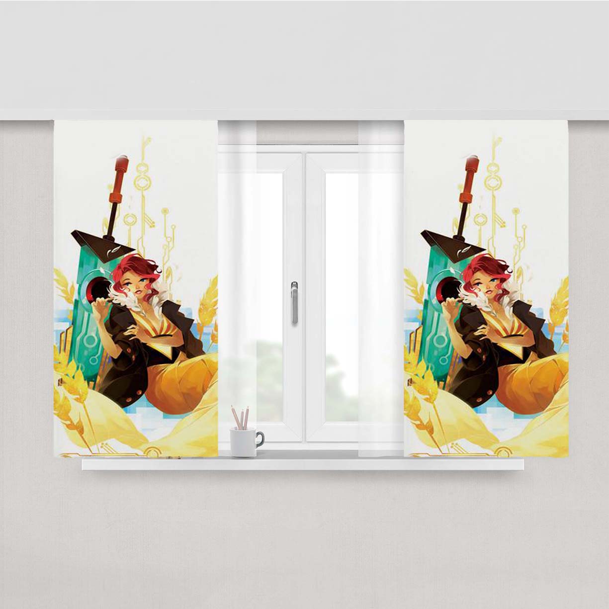 See You In The Country Transistor Peach Skin Window Curtains
