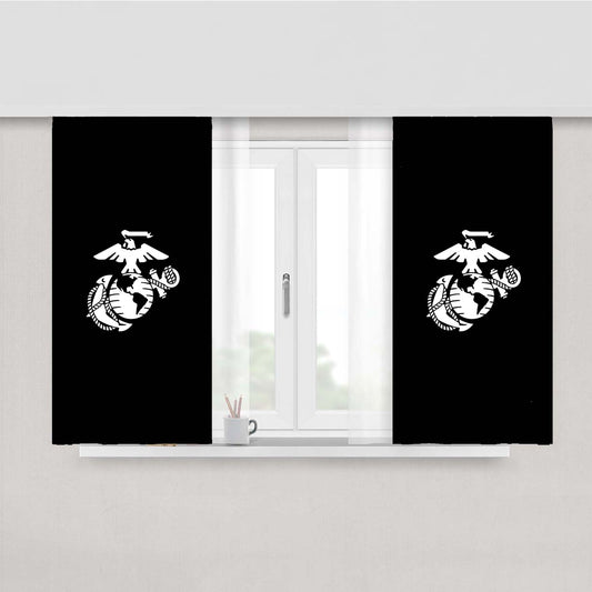 Semper Fi Us Marine Corps Logo Peach Skin Window Curtains