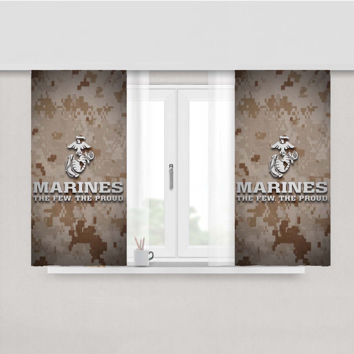 Semper Fi Us Marines The Few The Proud Camouflage Peach Skin Window Curtains