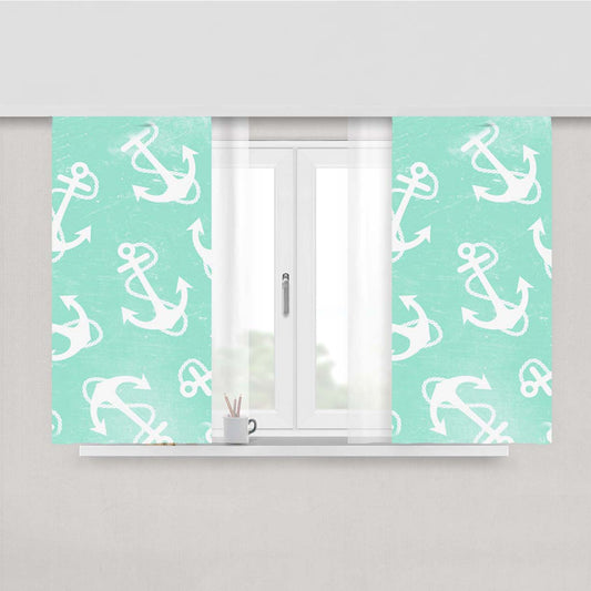 Serene Ocean Anchors Peach Skin Window Curtains