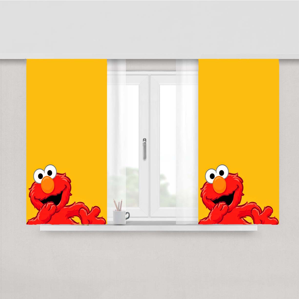 Sesame Street Elmo Peach Skin Window Curtains