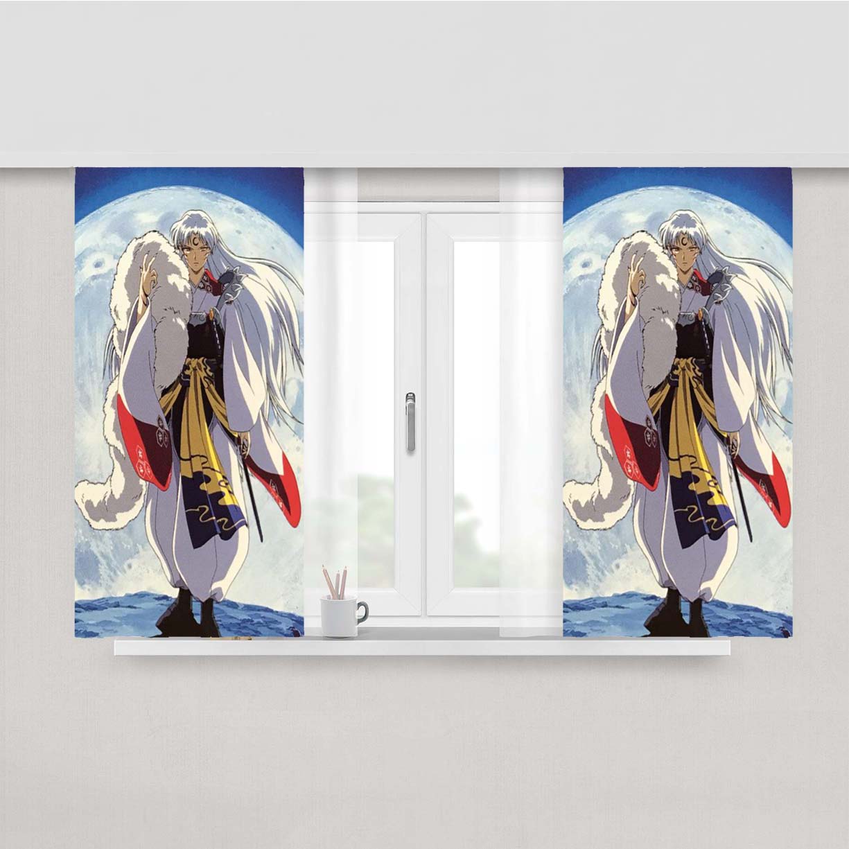 Sesshomaru Moon At Night Wallpaper Peach Skin Window Curtains