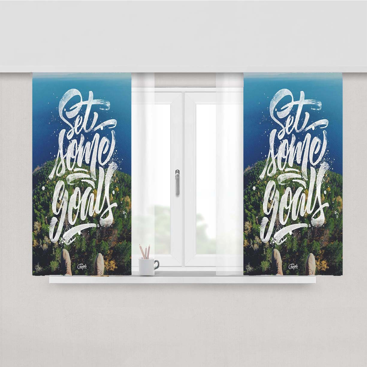 Set Some Goals Peach Skin Window Curtains