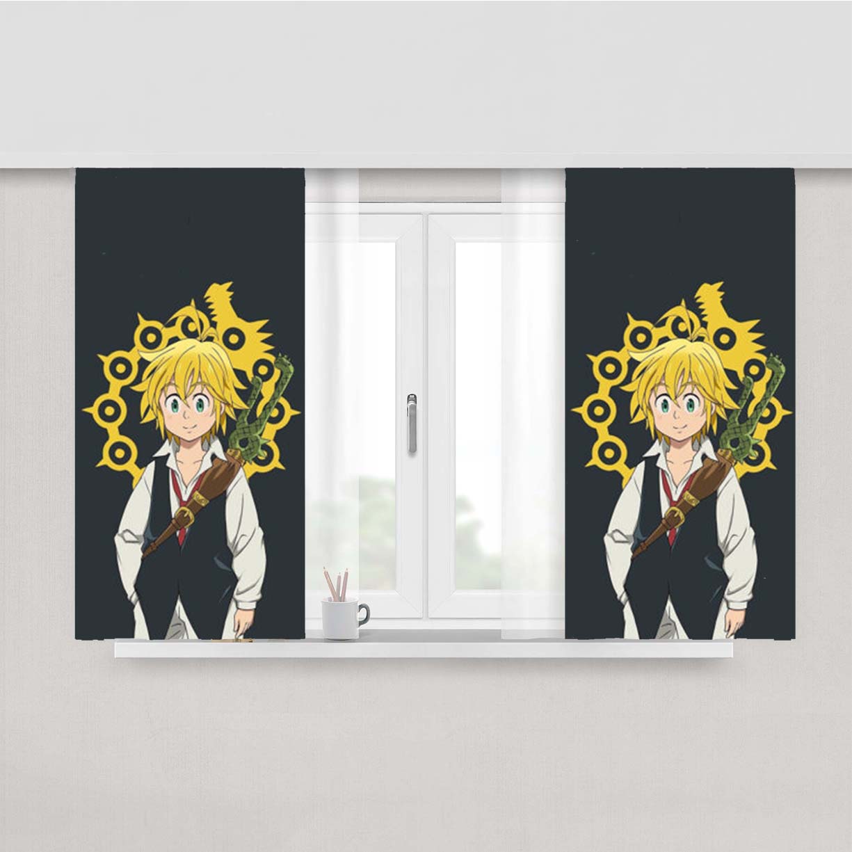 Seven Deadly Sins Meliodas Peach Skin Window Curtains