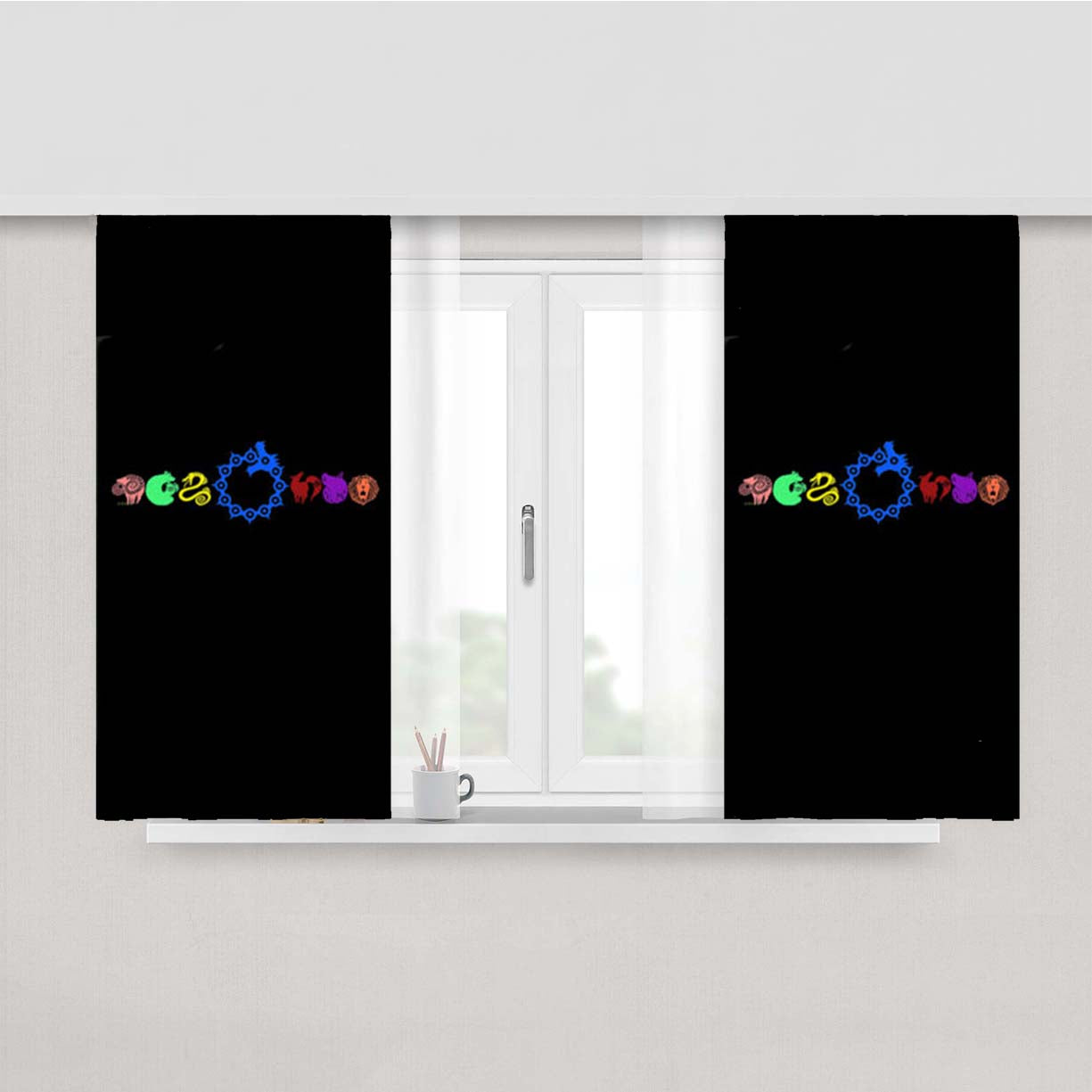 Seven Deadly Sins Symbols Peach Skin Window Curtains