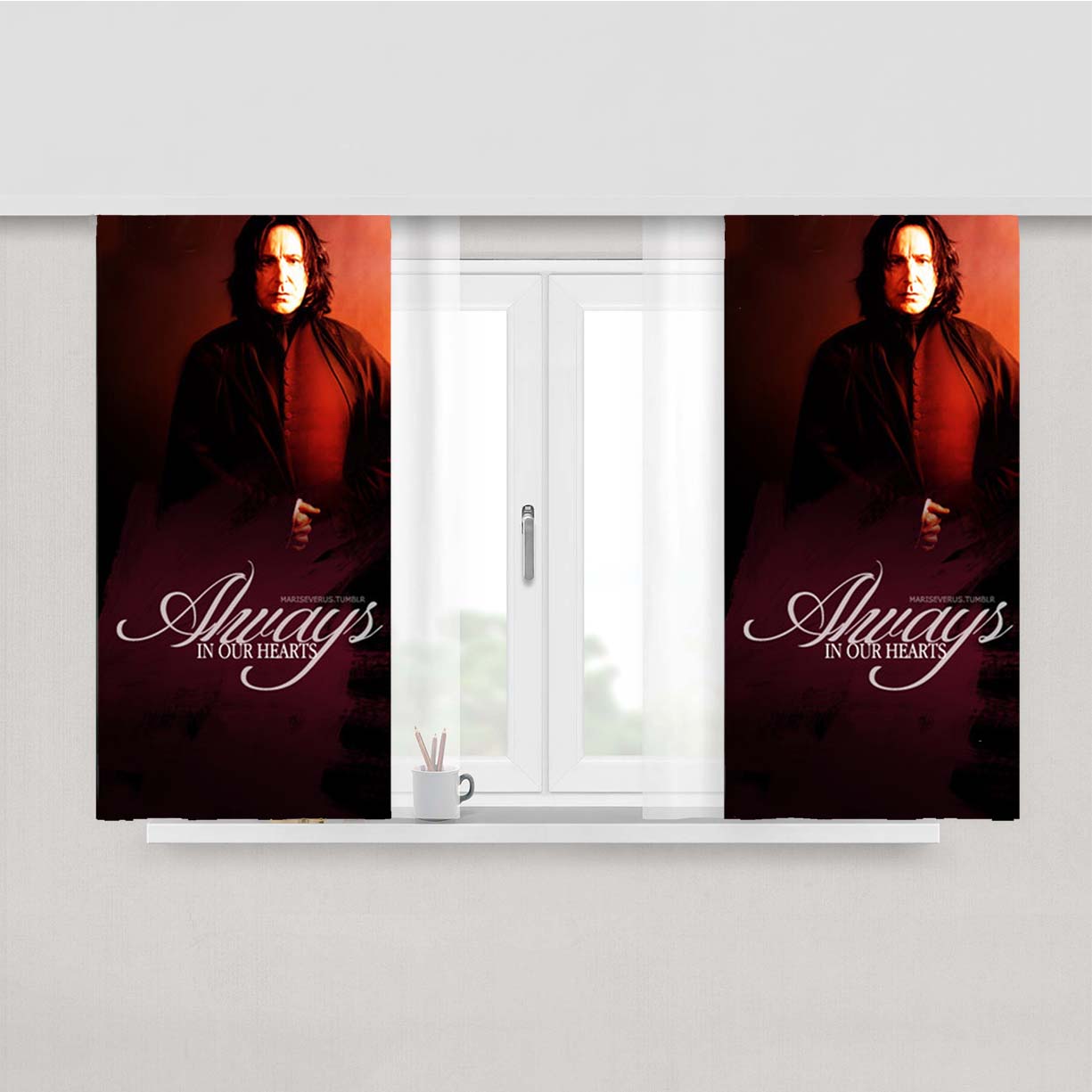 Severus Snape Always In Our Hearts Peach Skin Window Curtains