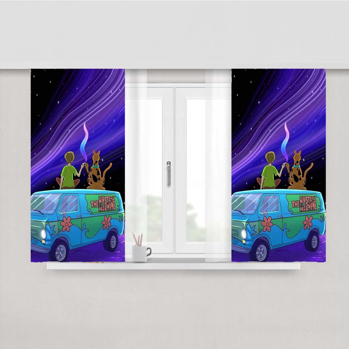 Shaggy Rogers And Scooby Doo Galaxy Peach Skin Window Curtains
