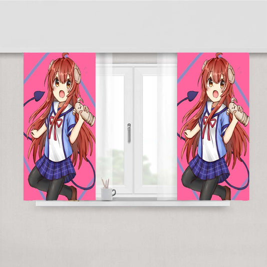 Shamiko Machikado Mazoku Pink Peach Skin Window Curtains