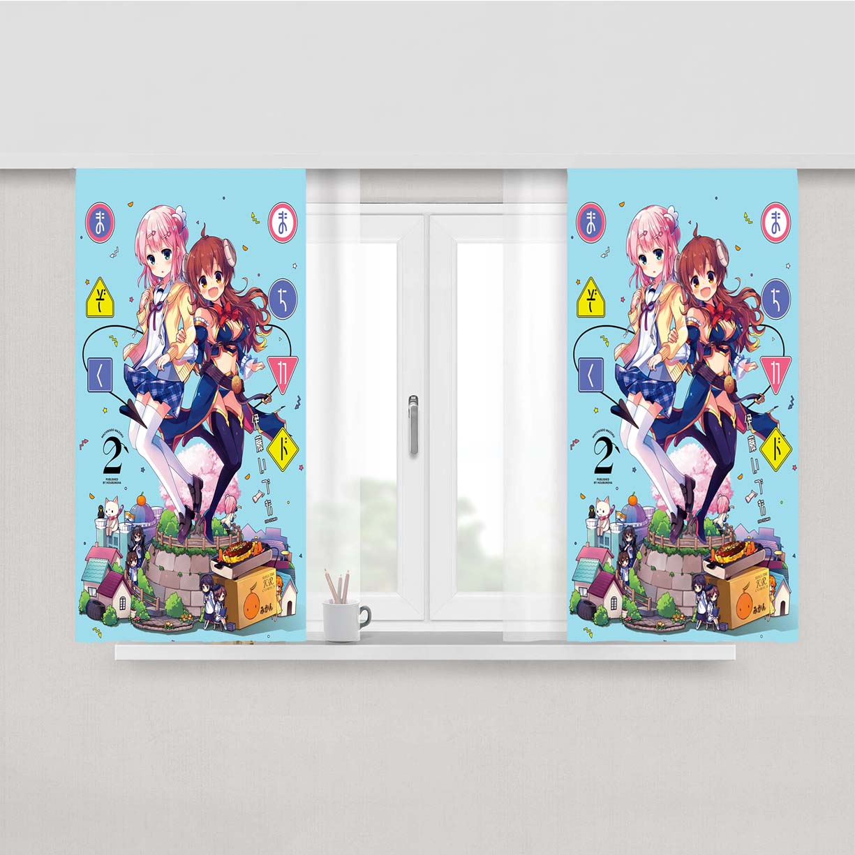 Shamiko Machikado Mazoku Poster Peach Skin Window Curtains