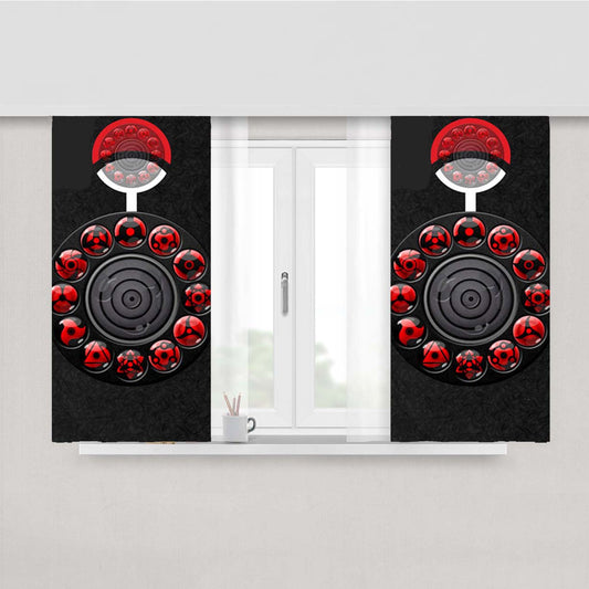 Sharingan Circle And Rinnegan Peach Skin Window Curtains