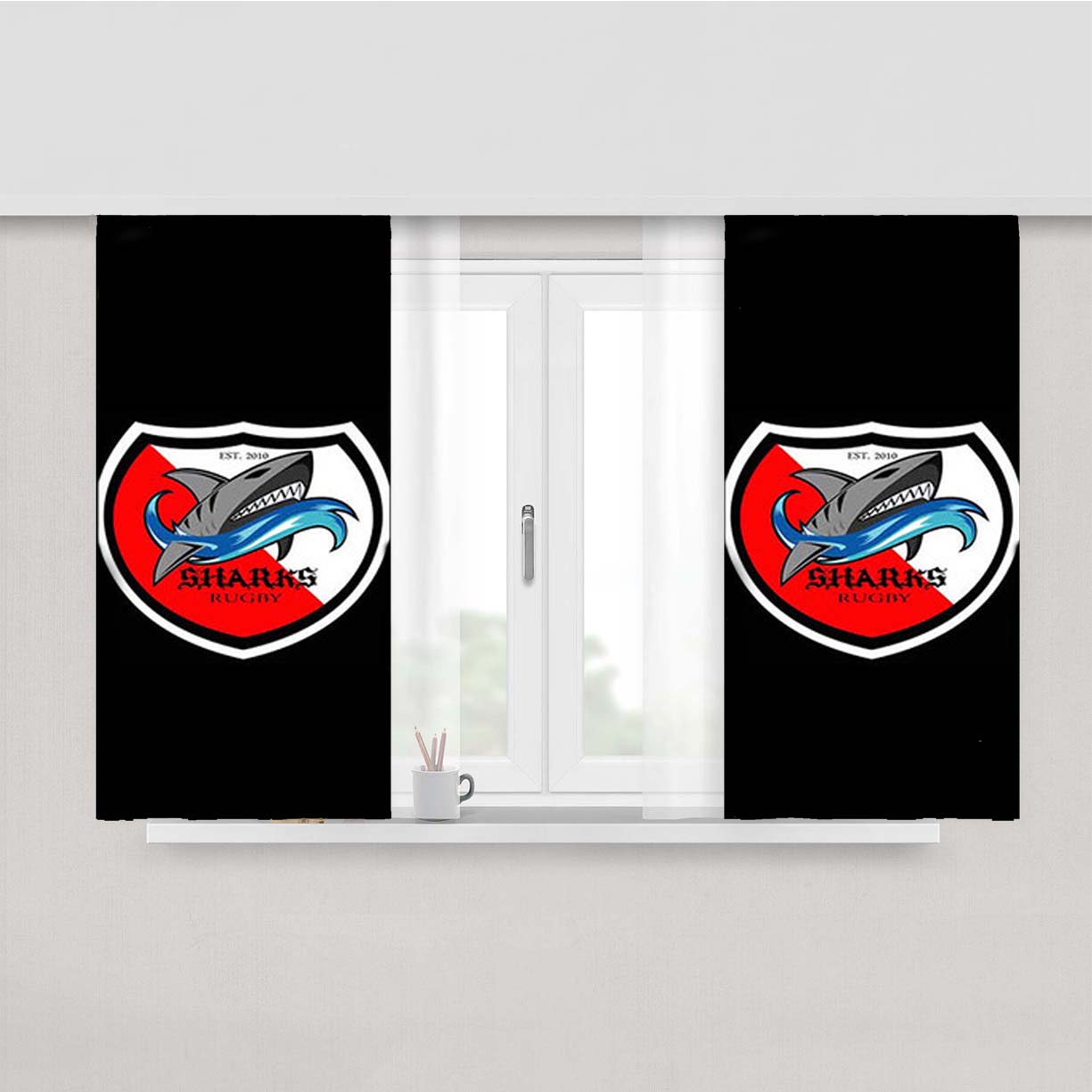 Sharks Logos Kecik Peach Skin Window Curtains
